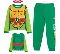 Teenage Mutant Ninja Turtles TMNT Pigiama da ragazzo con maschera reversibile - Regalo Leonardo Raphael, verde, 7-8 anni