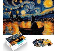 teenagers 1000 Piece Jigsaw Puzzle Cat in Starry Night pädagogische Herausforderung Die Liebe zwischen Paaren stärken70x100cm
