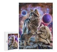 Teenagers 500 puzzle Wolf Family in Space Puzzle per adulti divertenti giochi perfetti per amici e familiari 500 pezzi