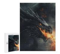 Teenagerss - Puzzle da 500 pezzi, drago di fuoco nero, per adulti, giocattoli antistress, sfida, ottimo regalo per il gioco, 500 pezzi