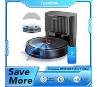Teendow D10S MAX Robot aspirapolvere e scopa 2 in 1 con stazione di svuotamento automatico, potente aspirazione 4500 Pa, mappatura intelligente, 2600 mAh Teendow D10S Max