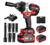 TEENO 1300Nm Avvitatore a Impulsi Brushless Senza Filo,Chiave a Percussione 1/2" Elevata Avvitatori a Massa Battente con Batterie 2x4,0 Ah,5 Bussola(17/19/21/22/24mm), Trapano Batteria per Auto e Casa