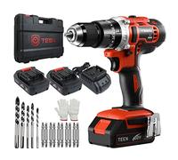 TEENO 20 V Trapano avvitatore senza fili, avvitatore svitatore, 2 × 2.0 Ah batterie, 45 Nm, trapano a Percussione, 20+3 impostazioni di coppia e 2 Velocità
