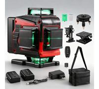 TEENO 360° x 4 Laser-Nivelliergerät, Mini- 360° Selbstnivellierlaser, 16-Linien-Automatik-Nivellierlaser, geeignet für Bauarbeiten und zum Aufhängen von Bildern, 2 x 2400 mAh Batterien, besser tragbar