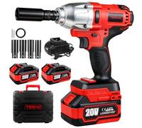 TEENO Avvitatore a impulsi a batteria da 600 N.m,1/2" Avvitatore a Impulsi 4300 RPM con 2 Batterie 4.0Ah, avvitatore a percussione con 4 ugelli(18/20/22/24mm),avvitatore a percussione per auto e uso