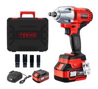 TEENO Avvitatore a Impulsi senza filo Brushless 1/2" 600Nm 20 V con batteria 4000 mAh, Chiave a urto con 4 prese a impatto (17/19/21/22mm),Per l'automobile e l'uso domestico (one battery)