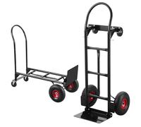 TEENO Carrello Pieghevole 2 in 1 Multifunzionale,Portata di 350 kg, Carrello a Piattaforma e con Ruote, in Metallo, con Manico in Gomma e Ruote Antiscivolo, Ideale per Magazzini e Trasporti all’Aperto