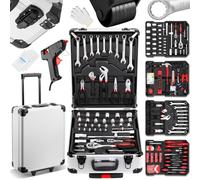 TEENO Cassetta Attrezzi | 1000 Pezzi Set Attrezzi da Lavoro Completo | Cassetta degli Attrezzi | Kit Attrezzi con Valigetta in Alluminio, Ruote e Manico Telescopico | Riparazioni per Casa e Garage