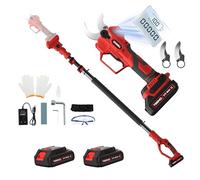 TEENO Potatore Elettrico Senza Fili 2-in-1 con Asta Estensibile da 2 metri, Potatore Elettrico Alimentato da Batteria 21V 2×2.0Ah, Diametro di Taglio di 40CM, Adatto per potare alberi.