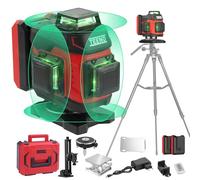 TEENO Livella laser 360 °X 4,livella laser autolivellante 360,laser autolivellante 16 Linee, Livello Laser per Architettura e Quadri Sospesi,Incluso 2 * 5400mAh Batterie,Telecomando, Base Magnetica