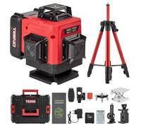TEENO Livella Laser Verde Autolivellante 16 Linee con Treppiede, Display Digitale LCD,4 X 360 °Livello Laser Autolivellante Verde,Incluso 2 * 4800mAh Batterie,Telecomando, Base Magnetica