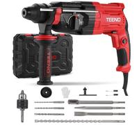 TEENO Martello Perforatore SDS Plus 950W con 17 Accessori,Martillo Ligero 0-1150giri/min/5100BPM,4 Funzioni e Frizione di Sicurezza,Velocità Variabile, Calcestruzzo, Acciaio, Legno
