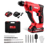 TEENO Martello perforatore senza fili SDS-Plus 20V, Φ14MM in calcestruzzo, 1000 giri/min,Lampada da lavoro a LED con 2 batteries 2.0Ah e 1 caricatore