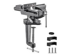 Teeno - Morsa da banco con larghezza della mascella 85 mm, morsa con base girevole a 360 gradi, materiale in acciaio fuso, potenza di serraggio 800 kg