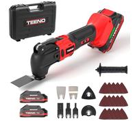 TEENO Multiutensile oscillante, 20V Brushless strumento multifunzione con 6 velocità, 8500-21000 giri/min, 25 accessori, strumenti oscillanti per tagliare, levigare e lucidatura (2*batterie)
