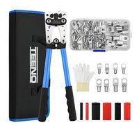 TEENO Pinza Crimpatrice Capicorda, Capicorda Elettrici a Crimpare con 60PCS (AWG10-1/0), 60PCS Tubo Termorestringente, Strumento di Crimpatura del Cavo Della Batteria per Borsa Portatile