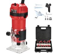 TEENO Rifilatore Fresatrice Verticale 800W 31000 RPM, Legno Rifilatrice Elettrica Con 15 pezzi 1/4" Fresatura Cuter e Mandrino 6/6.35 mm, Per lavorazione del legno