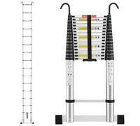 TEENO Scala Telescopica 6,2 M in Alluminio, Scaletta Telescopica Pieghevole con Barra Stabilizzatrice e Gancio Rimovibile, Scala Pieghevole Portatile per Riparazioni Domestiche, Carico Max 150 KG