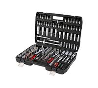 TEENO Set di chiavi a bussola per attrezzi da 1/2" e 1/4"e 3/8 Ratchet (72 denti) - Set cricchetti e bussole da 172 pezzi,Cromo vanadio - Satinato opaco