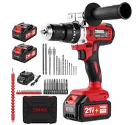 TEENO Trapano a Percussione a Batteria 21V, 90 Nm Avvitatore a batteria con spazzole,Compatibile con le Makita 2 batterie 4,0 Ah, 20+3 Impostazioni di Coppia,2 Velocità, LED,31 Accessori e Valigetta