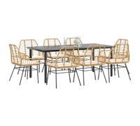 Teenpull 9-TLG. - Set da pranzo da giardino, in rattan sintetico, 200 x 100 cm, 8 sedie con cuscino, resistente ai raggi UV, per terrazza e giardino