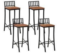 Teenpull Acacia - Set di 4 sedie da bar in legno, per cucina, sala da pranzo e bar