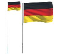 Teenpull Bandiera della Germania con asta telescopica da 5,5 m, resistente alle intemperie, stabile, in poliestere, per giardino, terrazza, articolo per tifosi all'aperto