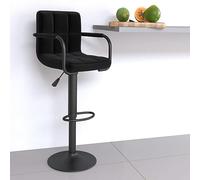 Teenpull Black Fabric Bar Stool, Counter girevole regolabile Height Chair with Back, Modern Kitchen Dining Room Seating