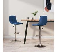 Teenpull Blue Fabric Bar Stools Set di 2, Counter Height Chairs for Dining Room Island, Modern Tall Barstolols with Back