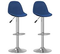 Teenpull Blue Fabric Bar Stools Set di 2, Counter regolabile Height Swivel Chairs for Kitchen Island Dining Room