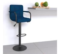 Teenpull Blue Velvet Adjustable Bar Stool, Modern Counter Height Kitchen Chair with Back, Dining Room Bar Stool Set for Home Island