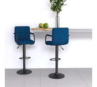 Teenpull Blue Velvet Swivel Bar Stools Set of 2, Counter Height Chairs for Kitchen Island Dining Room
