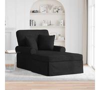 Teenpull Chaise longue con gonna e 2 cuscini in tessuto nero, 91 x 157 x 91 cm, Lounge Recamiere per soggiorno e camera da letto, sdraio traspirante con schienale e bracciolo per rilassarsi