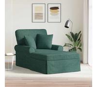 Teenpull Chaise longue con gonna e cuscino, tessuto verde scuro, moderno set lounge con 2 cuscini, 91 x 157 x 91 cm, cuscino traspirante per soggiorno e camera da letto