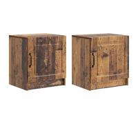 Teenpull Comodino in legno anticato, 2 pezzi, 43 x 34,5 x 47 cm, con porta e vano portaoggetti, comodino per camera da letto e soggiorno