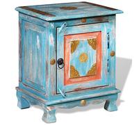 Teenpull Comodino in legno massiccio di mango, blu, 40 x 30 x 50 cm, design vintage indiano, realizzato a mano, tavolino per soggiorno, camera da letto