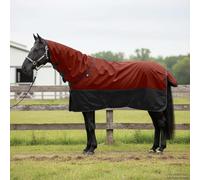 Teenpull Coperta per cavallo, verde scuro e nero, in poliestere, 105 cm, impermeabile, traspirante, con chiusura regolabile sul petto e lembo per coda, per stalla, pascolo e attività all'aperto in