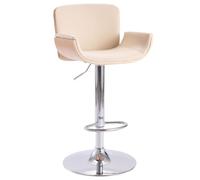 Teenpull Cream Faux Leather Bar Stools, Adjustable Swivel Counter Height Chairs for Kitchen Island Dining Room, Modern Tall Back Barstool Set
