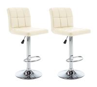 Teenpull Cream Faux Leather Bar Stools Set of 2, Counter girevole regolabile per la cucina Island Dining Room