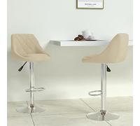 Teenpull Cream Velvet Bar Stools Set of 2, Counter Swivel Counter Height Chairs for Kitchen Island Dining Room