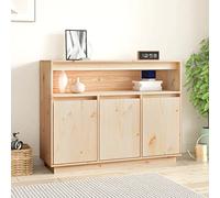 Teenpull Credenza 104,5 x 34 x 80 cm, legno massello di pino non trattato, con molto spazio, per soggiorno, sala da pranzo e cucina, pratico buffet