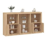 Teenpull Credenza con luci a LED, rovere Sonoma, 181,5 x 37 x 100 cm, design moderno, versatile per soggiorno, sala da pranzo