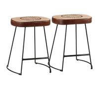 Teenpull Dark Brown Counter Stools Set di 2, 40 x 29,5 x 53 cm Kitchen Bar Chairs, Modern Leather Barstool for Dining Room Island & Home