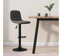 Teenpull Dark Gray Velvet Bar Stool, regolabile con poggiapiedi per sala da pranzo, capacità 110 kg