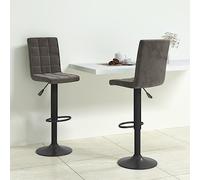 Teenpull Dark Grey Velvet Bar Stools, Set di 2 Counter Height Chairs for Kitchen Island Dining Room