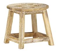 Teenpull Dipinto a mano Solid Mango Wood Stool, 38 x 38 x 35 cm, Durable Bar Seat for Kitchen, Dining Room & Cafe