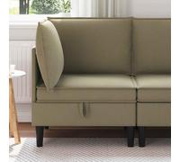 Teenpull Divano Angolare con Portaoggetti in Velluto Cachi Arredo Imbottito per Soggiorno e Camera degli Ospiti Compatto 70x70x82 cm Ergonomico con Cuscino in Schiuma e Cassetto Letto Nascosto