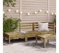 Teenpull Divano da giardino a 3 posti, in legno di pino impregnato in autoclave, modulare lounge con bracciolo, parte centrale con sgabello, resistente alle intemperie, per terrazza, balcone, esterno