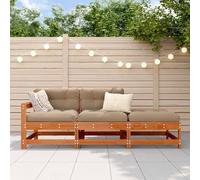 Teenpull Divano da giardino modulo, parte centrale, marrone cerato, in legno di pino massiccio, 190 x 62 x 70,5 cm, imbottito, per esterni, per terrazza, balcone, giardino d'inverno