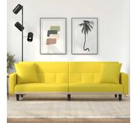 Teenpull Divano letto con cuscino in tessuto giallo chiaro, imbottitura in schiuma, estensibile con funzione sdraiata e funzione relax, 220 x 89 x 70 cm, per soggiorno, camera degli ospiti, camera dei